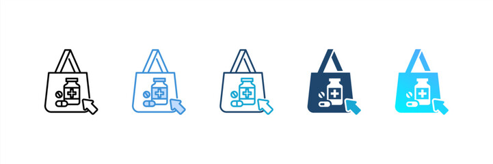 Online Pharmacy icon set multiple style collection