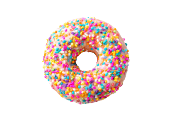 Delicious donut with sweet frosting and rainbow sprinkles a delightful treat Perfect for snacks celebrations or everyday indulgence