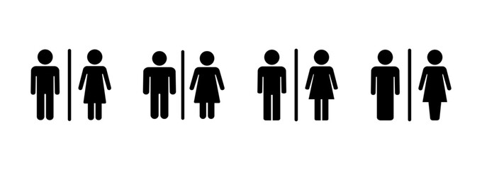 Toilet icon logo design. Girls and boys restrooms sign and symbol. bathroom sign. wc, lavatory