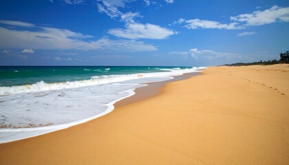 Golden beach meets turquoise sea under a vibrant sky (1)