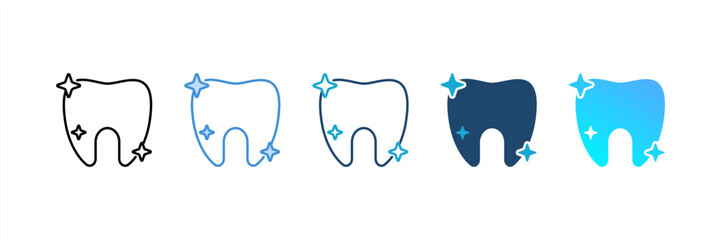 Clean Tooth icon set multiple style collection