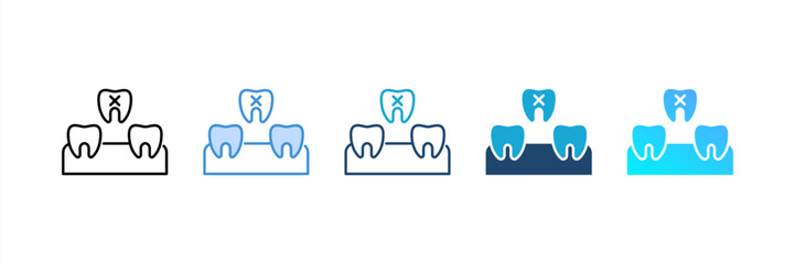 Loose Tooth icon set multiple style collection