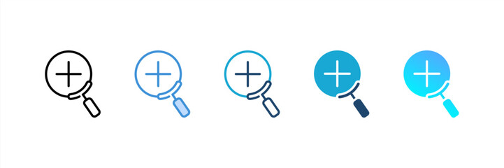 Zoom In icon set multiple style collection