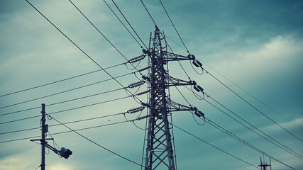送電鉄塔　高圧線　高圧鉄塔