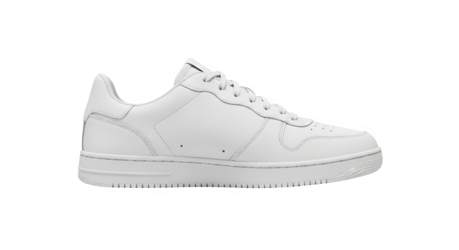 White Leather Sneaker Side View - Powered by Adobe
