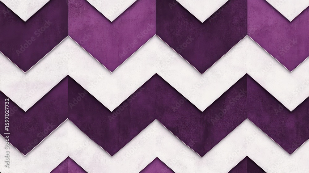 Poster purple and white chevron pattern with sharp angles creating a modern geometric design aesthetic look