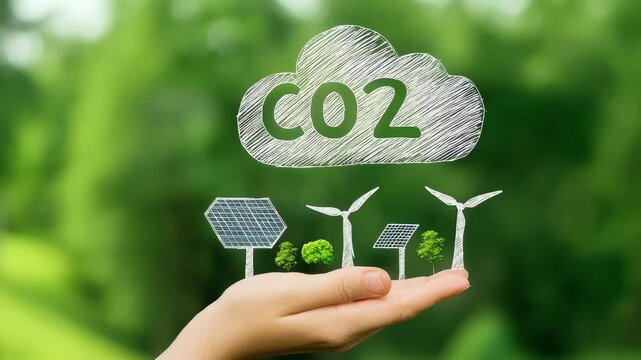 Eco Friendly Energy Concept Solar Panels, Wind Turbines, and Renewable Symbols