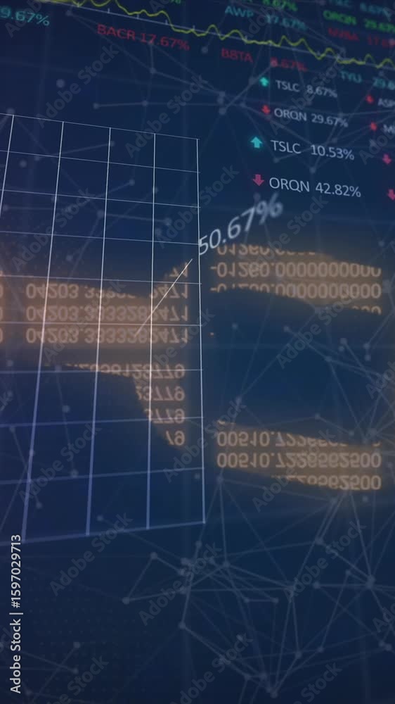 Poster animation of network of connections over globe and data processing