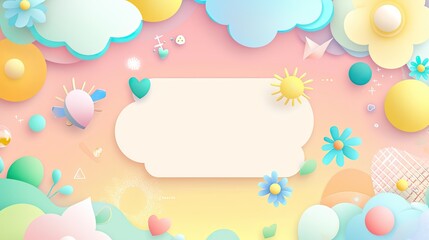 Colorful, whimsical background with a blank space for text or design.