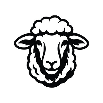Woolly Sheep Head Animal Farm Mascot Vector Icon
