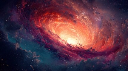 Obraz premium Fiery Spiral Galaxy In Deep Space