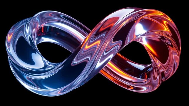 3D Infinity Loop: Abstract Chrome and Fire Animation