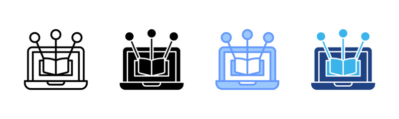 Interactive Learning icon set multiple style collection