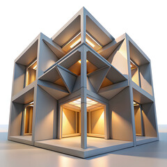 Geometric Architectural Structure with Illuminated Interior