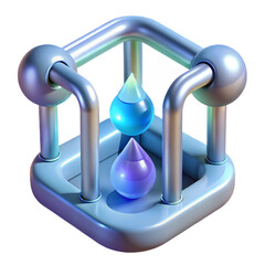 Abstract 3D Render of Two Liquid Drops in Metal Frame