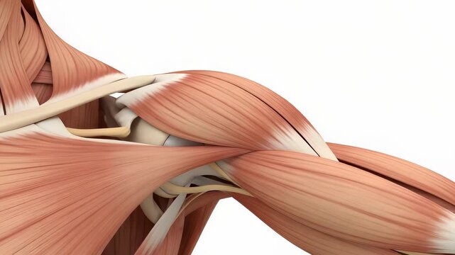Detailed 3D Render of Human Shoulder and Upper Arm Muscles on White Background