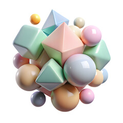 Pastel Geometric Shapes Abstract 3D Render