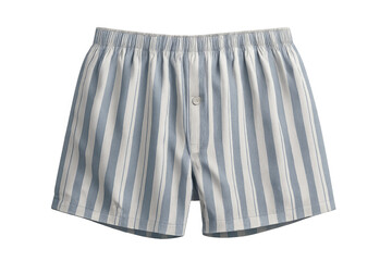 Light blue and white striped boxer shorts isolated on a transparent background, perfect for showcasing designs or adding a touch of comfort to any project