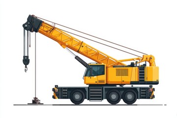 Yellow Crane Illustration for Industrial Projects and Infrastructure Construction