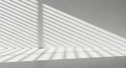 Naklejka premium Minimalist white background with diagonal shadow stripes from blinds, clean and airy