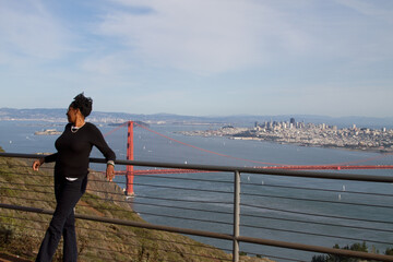 Black Woman with View of Golden Gate Bridge