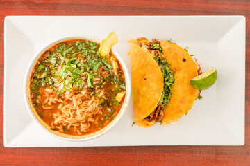 Birria tacos with ramen