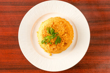Yellow rice on a plate