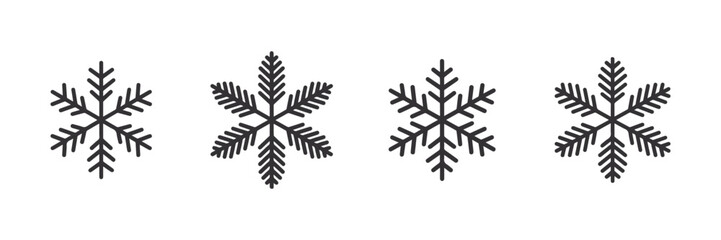 Black Snowflake Silhouette Vector Icon for Winter Holiday Design.