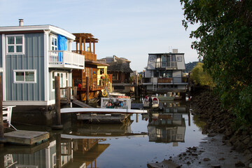 Colorful homes on the water