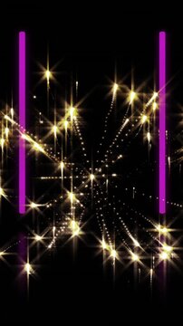 Animation of exploding fireworks and glowing light trails moving over black background