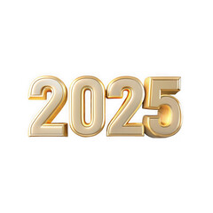 Photo of golden 2025 numbers isolated on transparent background