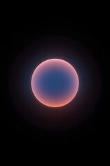 Glowing pink and blue sphere centered on a black background, representing futuristic technology, minimal abstract design, digital art, or cosmic energy and light aesthetics

