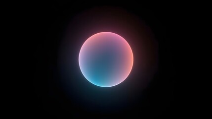 Glowing pink and blue sphere centered on a black background, representing futuristic technology, minimal abstract design, digital art, or cosmic energy and light aesthetics

