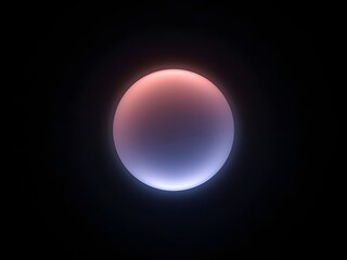 Glowing pink and blue sphere centered on a black background, representing futuristic technology, minimal abstract design, digital art, or cosmic energy and light aesthetics

