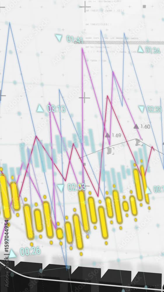 Poster animation of data processing over diagrams