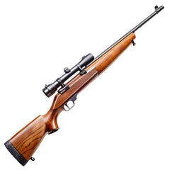 Photo of a classic wooden assault rifle isolated on transparent background