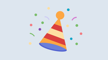 Obraz premium Colorful Party Hat with Confetti Flat Design celebration
