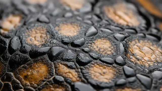 Water cascades off scaly reptile skin