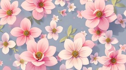 Fototapeta premium Beautiful pink flower pattern background wallpaper illustration for spring floral designs and decor ideas