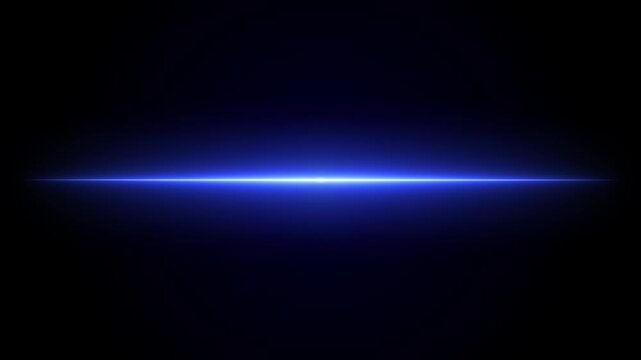 Blue Neon Light Streak Glow, Horizontal Laser Beam Animation Futuristic Bright Line Effect