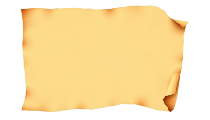 Aged parchment paper with curled edges, creating vintage feel, ready for text or graphics on transparent background