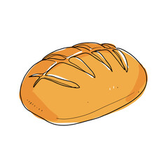 Freshly baked bread loaf with decorative score marks  