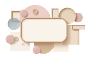 Abstract Geometric Composition with Pastel Colors and Textured Background in Modern Minimalist Style Against Transparent Background, PNG