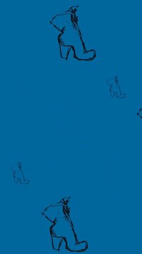Animation of high heels repeated on blue background