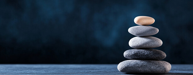 Obraz premium Balanced stones create serene atmosphere, symbolizing harmony and tranquility