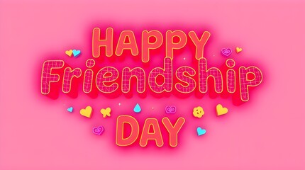Surreal infrared toned bold vector typography Happy Friendship Day design with colorful icons, otherworldly appearance and infrared spectrum colors 