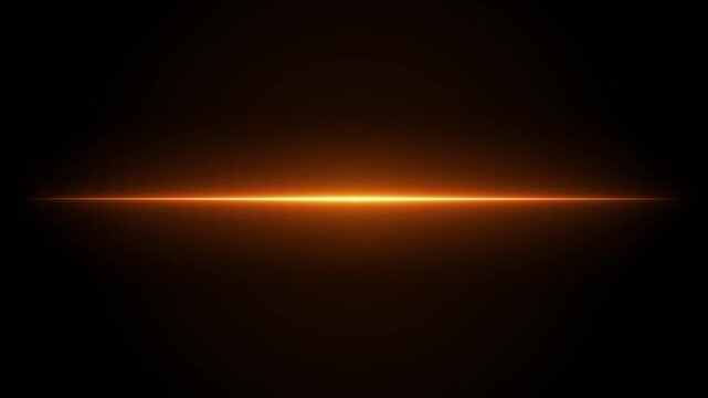 Orange Neon Flicker Line Glow Animation, Glowing Horizontal Light Streak Flickering Effect