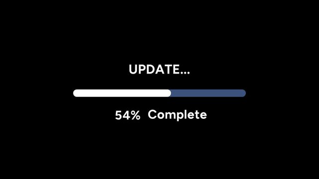 Software Update Progress Bar on Black Screen, System Update Loading 100 Percent Complete