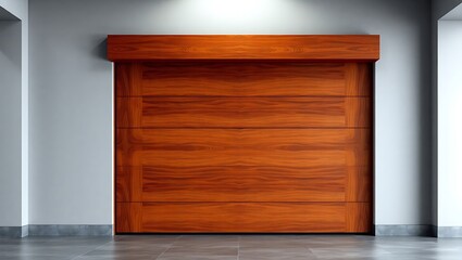 "Realistic Wooden Roller Garage Door | High-Quality 3D Render Prompt"