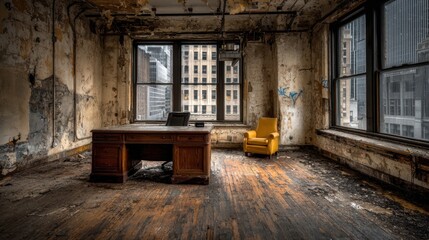 Abandoned office interior